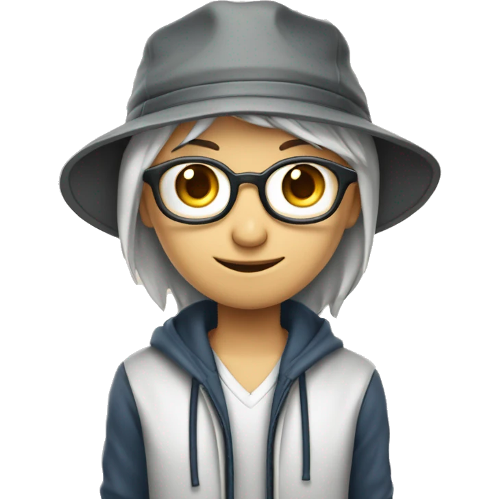 profesor guiñando el ojo estilo manga, utiliza ropa casual y un  gorra  emoji