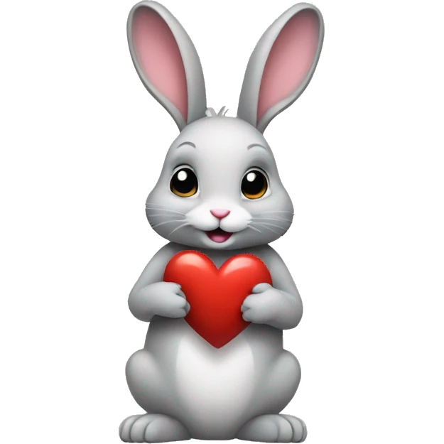 A rabbit holding a heart emoji