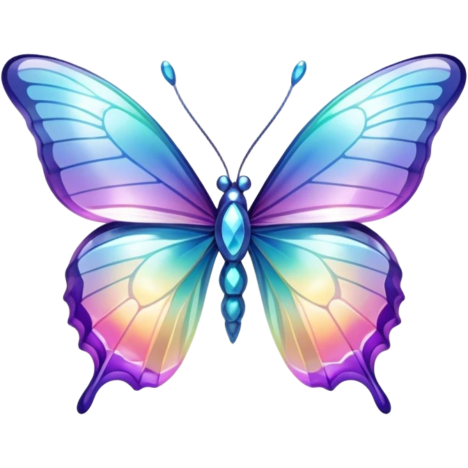 Transparent Shiny Glossy Pastel Gradient Hue Iridescent Crystal Butterfly emoji