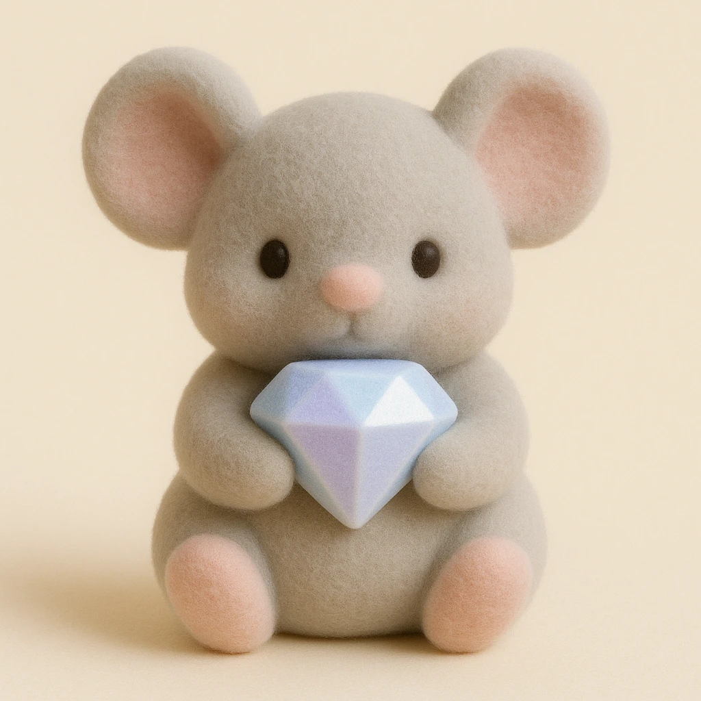 cute animal holding a diamond emoji