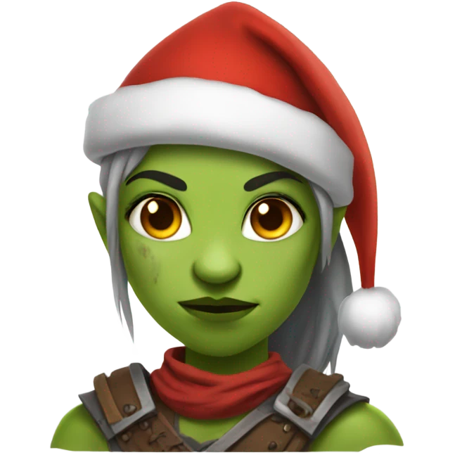 orc female warrior with santa hat emoji