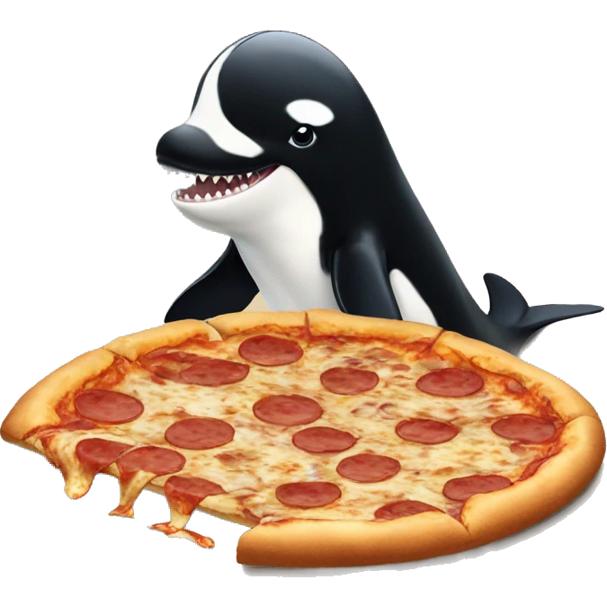 Orca calf eating pizza emoji