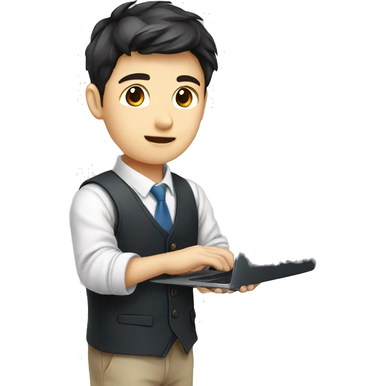 Handsome-finance-korean boy-working-with-laptop emoji