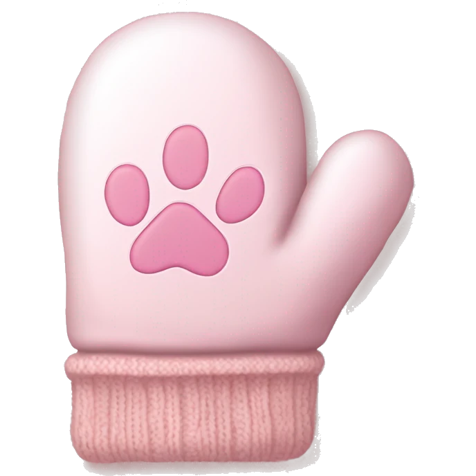 pale pink mittens with paw print and pale pink bow emoji