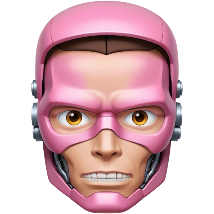 schwarzenegger-looking with the face half robotic half human pink terminator  emoji