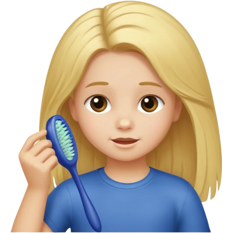 Child brushing her hair emoji