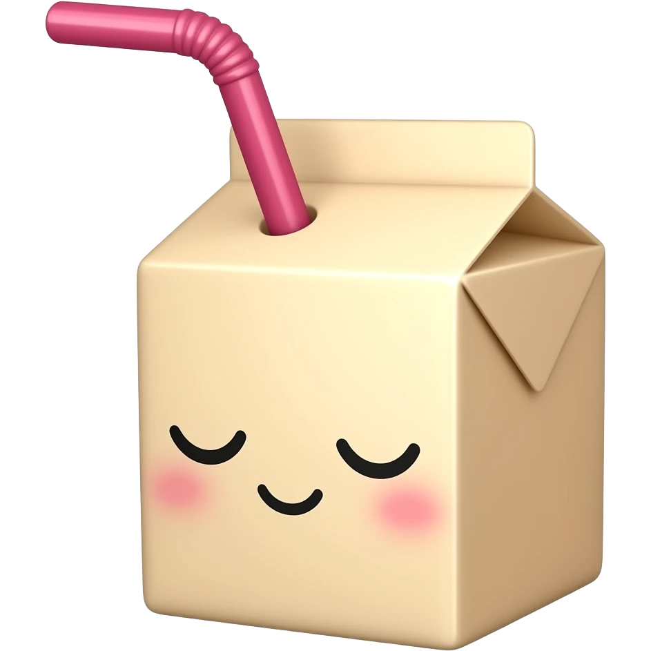Sleepy kawaii juice box with a hot pink straw and pink zzz above the head emoji