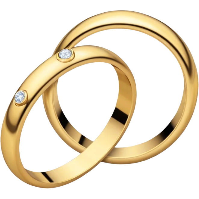 wedding rings, one ring for woman with diamond, second ring for man without diamond emoji