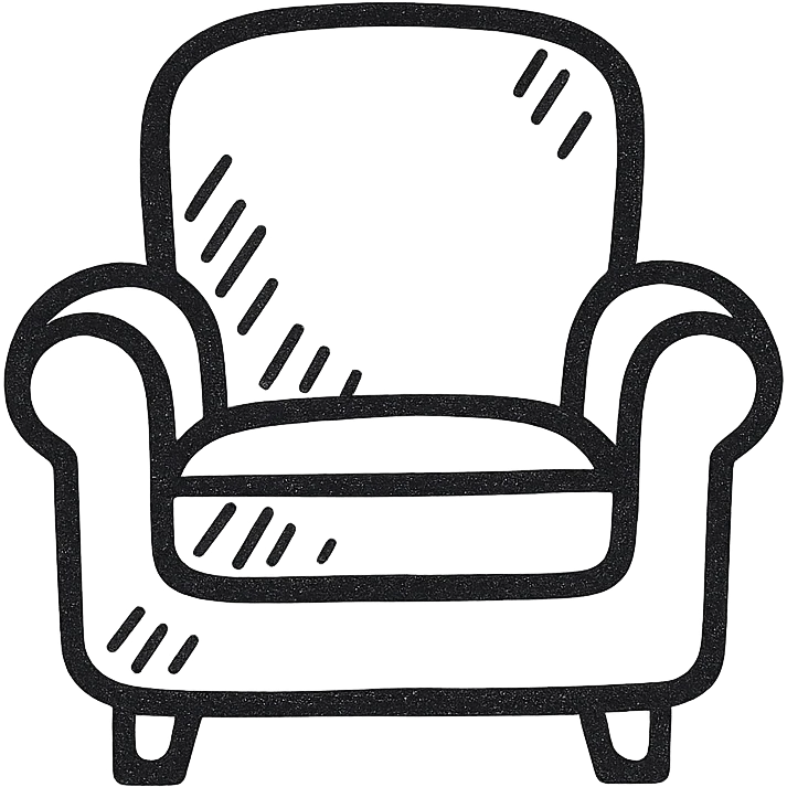 brown armchair in hand-drawn doodle style emoji