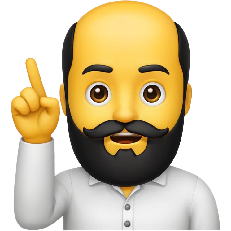 yellow emoji, black beard, mouth to the side, hand gesturing 'no', one eyebrow up emoji