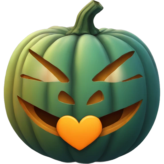 Pumpkin with heart emoji