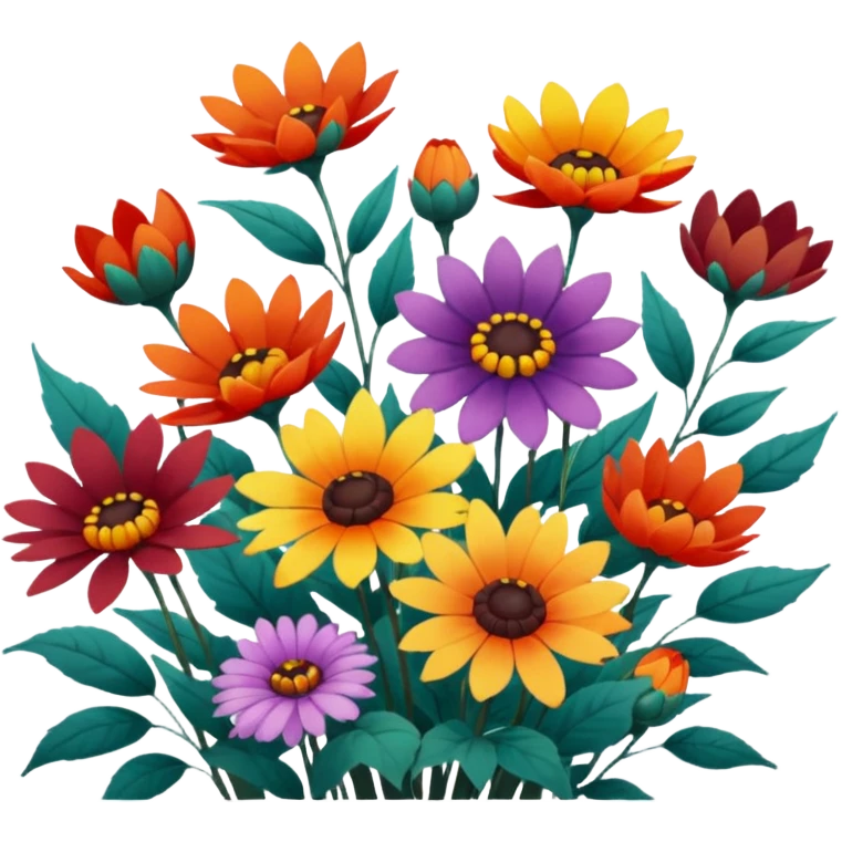 painting of autumn flowers,  gibli style emoji