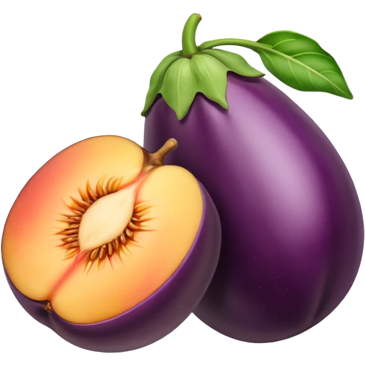 Eggplant and peaches on top emoji