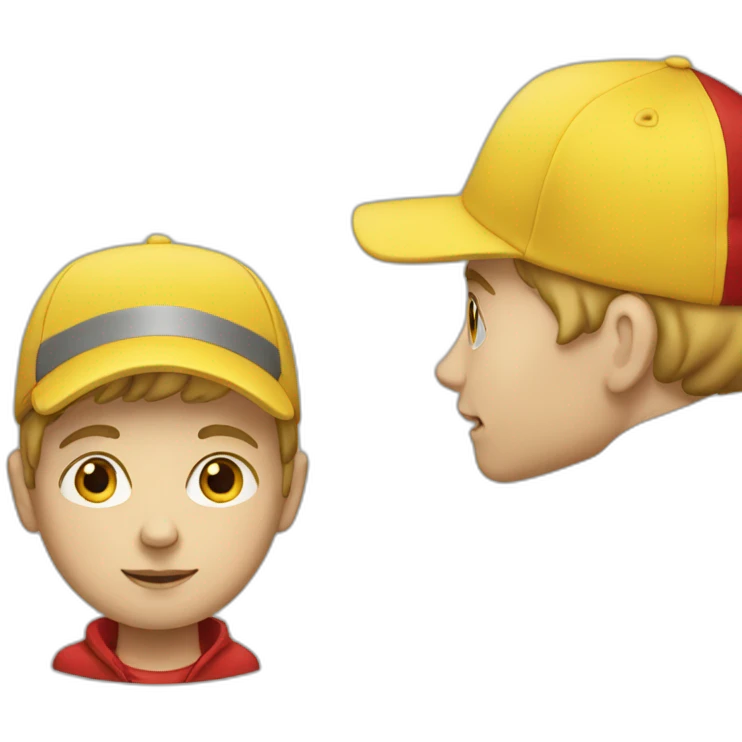 White boy wearing Yellow cap with red coat emoji