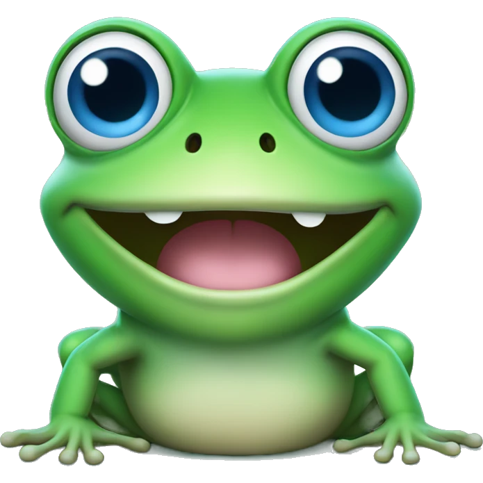 Happy frog with blue eyes emoji