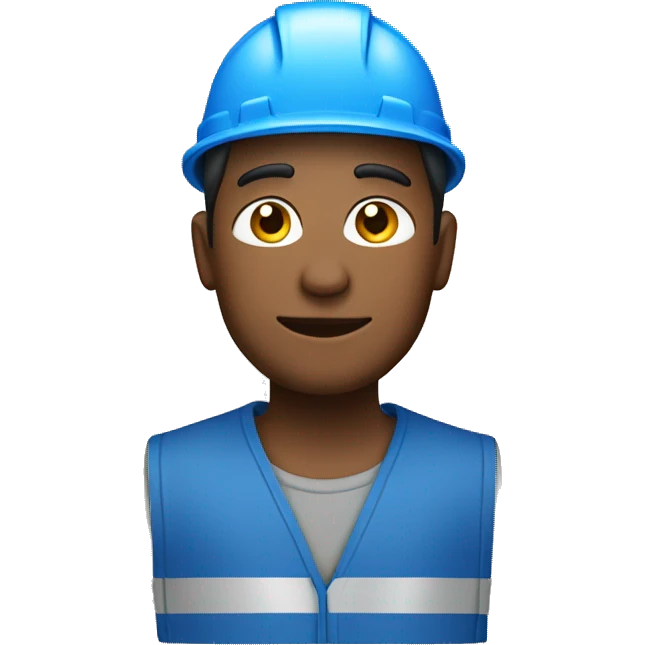 construction worker with hat and blue work wear emoji