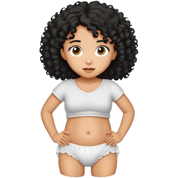 Tan Curly black hair girl with diaper emoji
