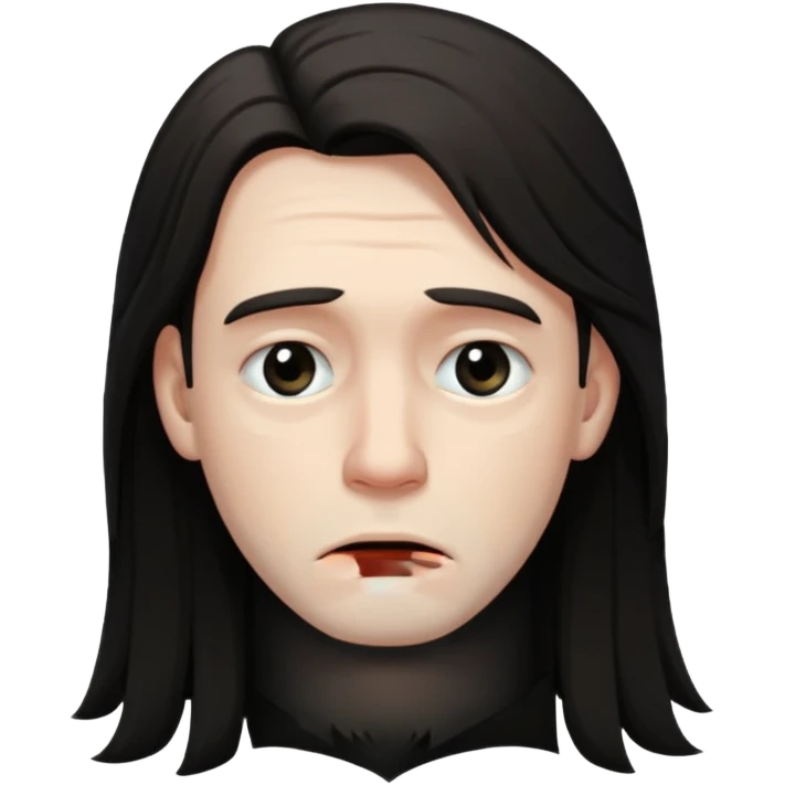 Sad man: dark and long hair emoji