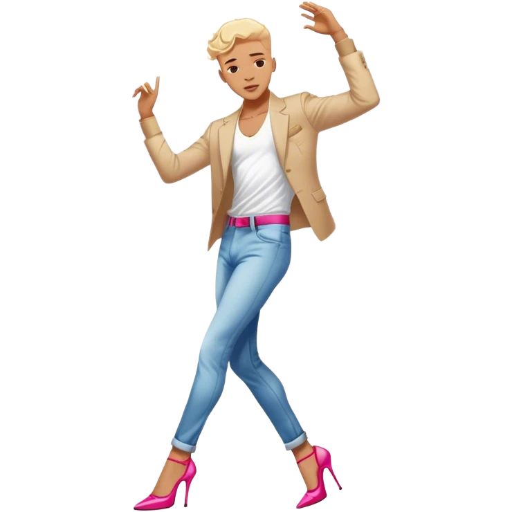 Boy wearing heels and dancing in victorias secret emoji