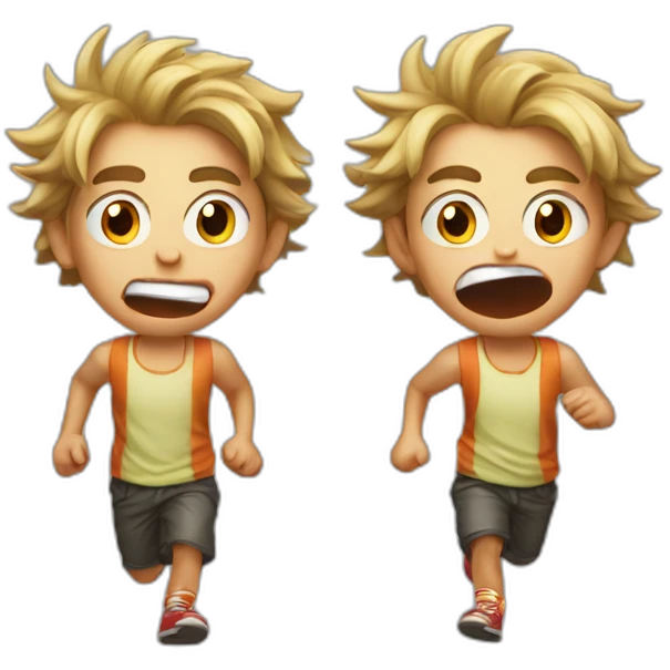 Stupid mad boy with his tongue out and he is running emoji