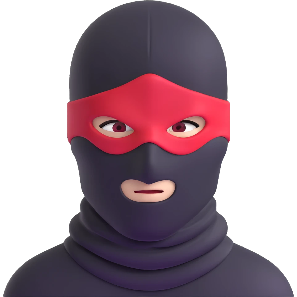 menacing robber with black and red balaclava emoji