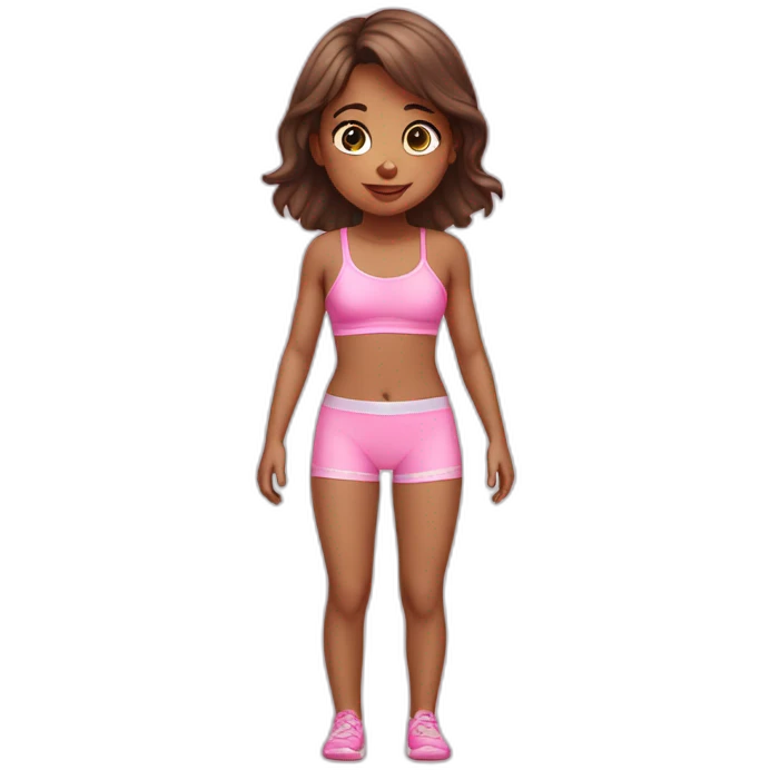full body little girl only underwear pink panties and pink training bra cute adorable emoji