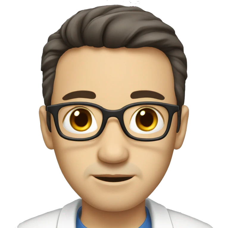 science teacher with white skin dark hair brown eyes big eyes emoji
