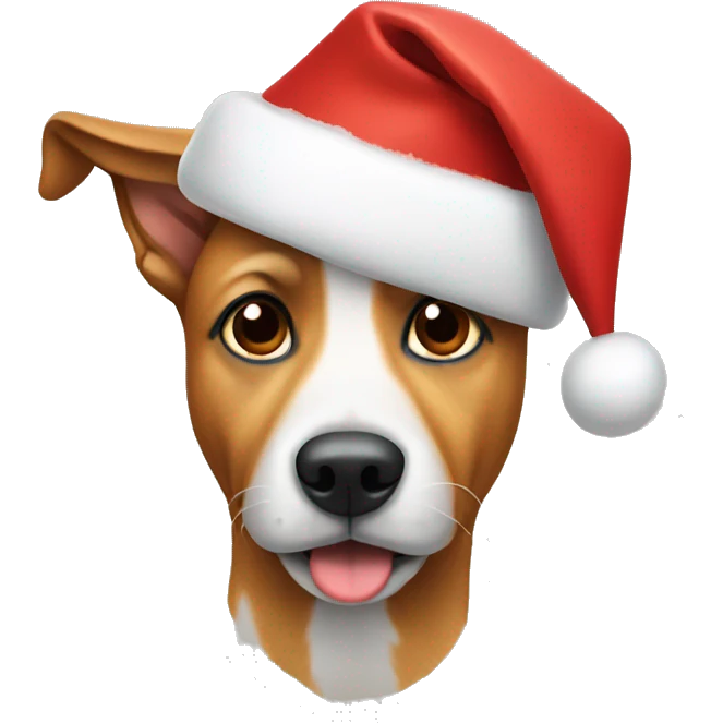 Dog wearing Christmas hat emoji