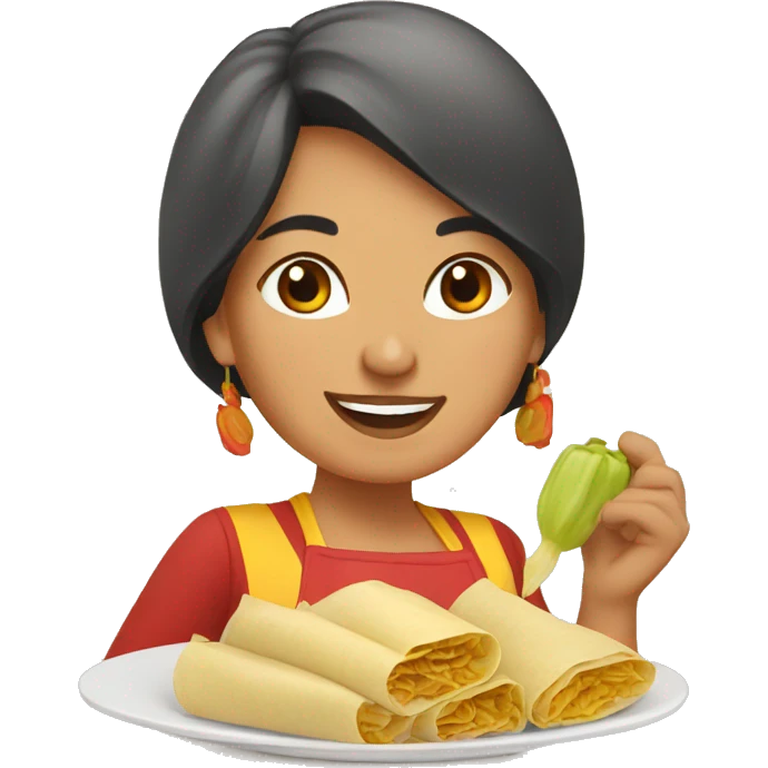 Mexican woman cooking tamales emoji