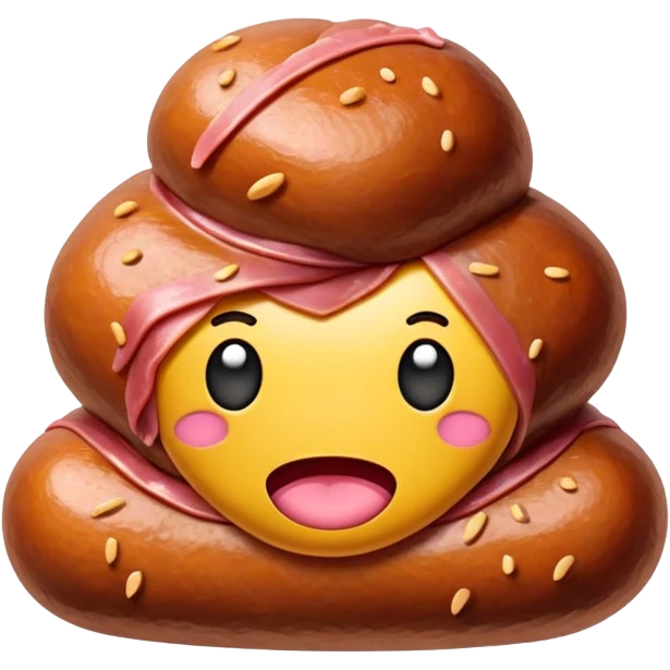 kawaii poop EMOJI made of SPAM MEAT emoji