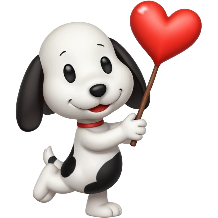 Snoopy holding a heart emoji