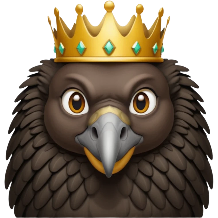 old black vulture wearing crown looking ahead emoji