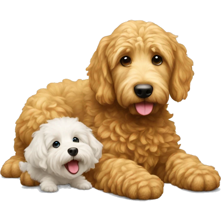 Golden doodle and a grub had a baby emoji