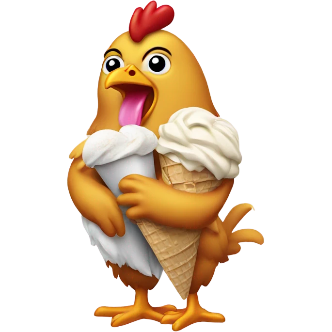 Chicken eating ice cream emoji