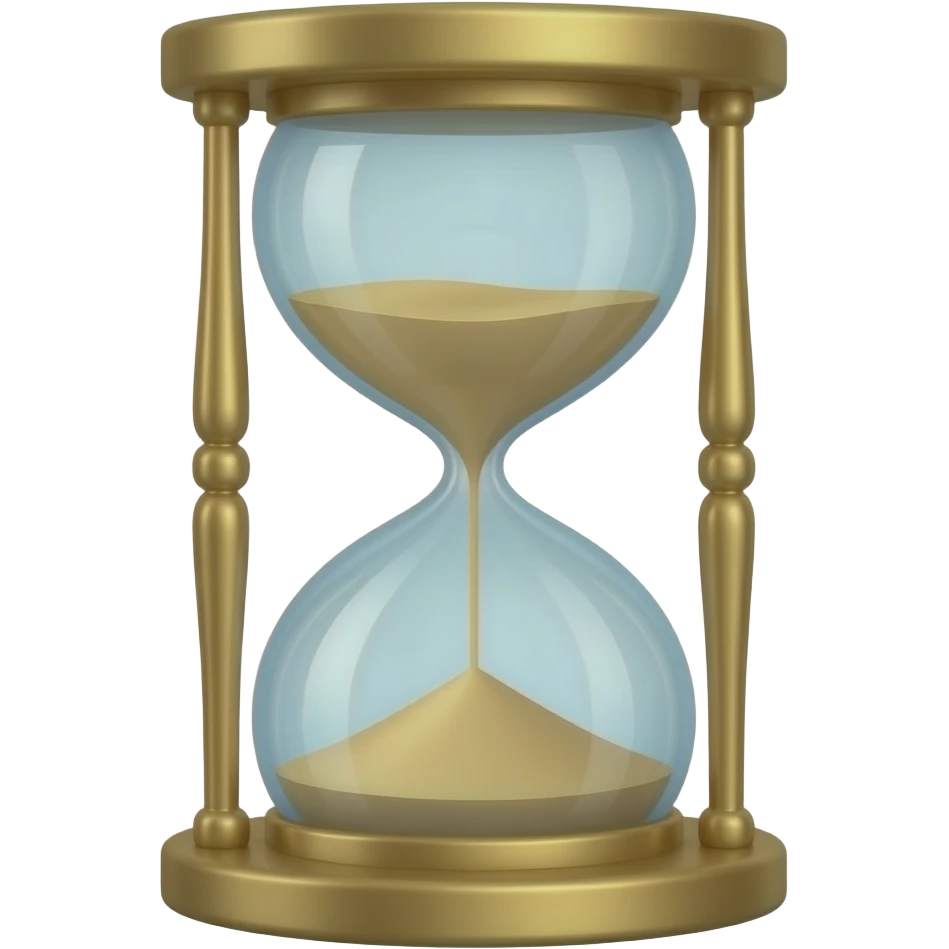 Simple hourglass with an only one big grain of sand in the top compartment emoji