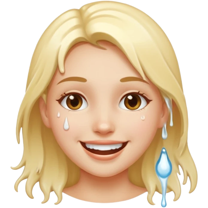 Girl Smiley face with white cum dripping off face emoji