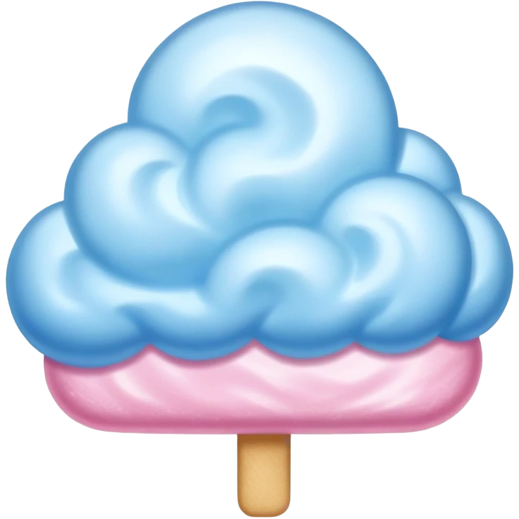 Blue glossy cotton candy cloud with shimmering sugar coating and lustrous shine emoji