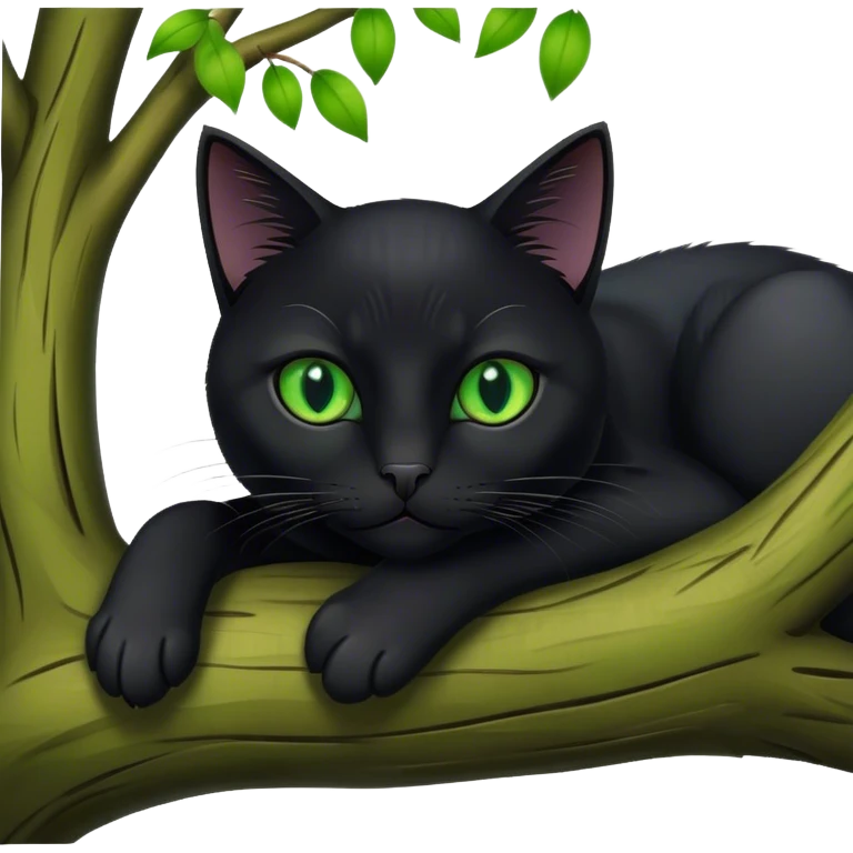 black cat laying on tree emoji