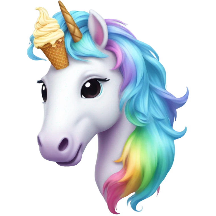 Rainbow unicorn eating ice cream  emoji