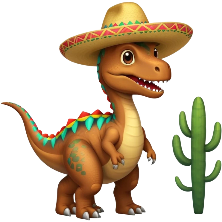 dinozaur z kapeluszem w meksyku emoji