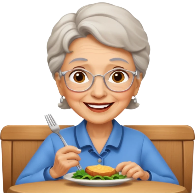 conversación dentro de un restaurant  dos personas y una de las persoans sea una abuela emoji