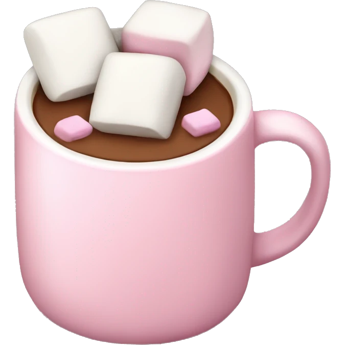 Light Pink mug of hot chocolate with marshmallows  emoji