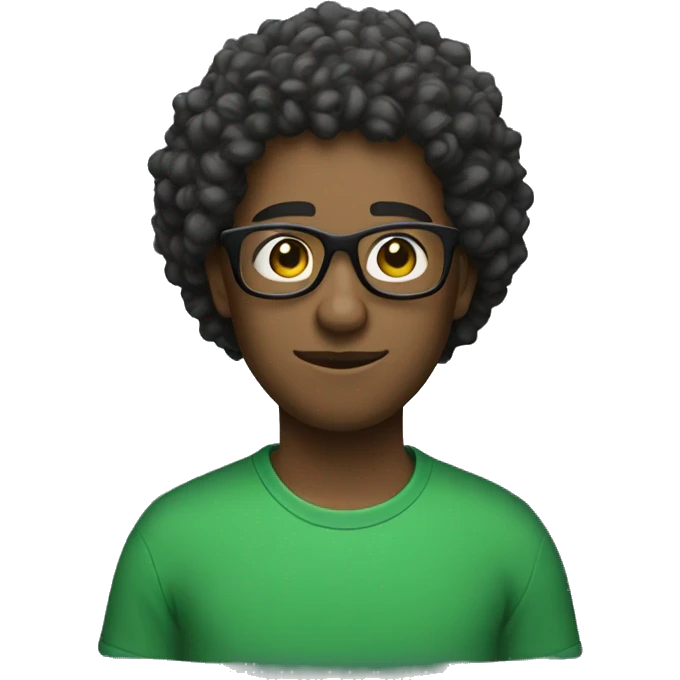 black with curly hair glasses and green shirt emoji