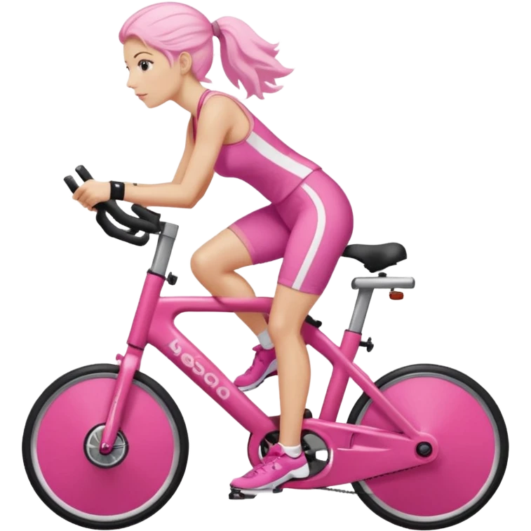 Bicycles Ergonomic bicycle of gym: seated white woman with hair in pink clothes  emoji