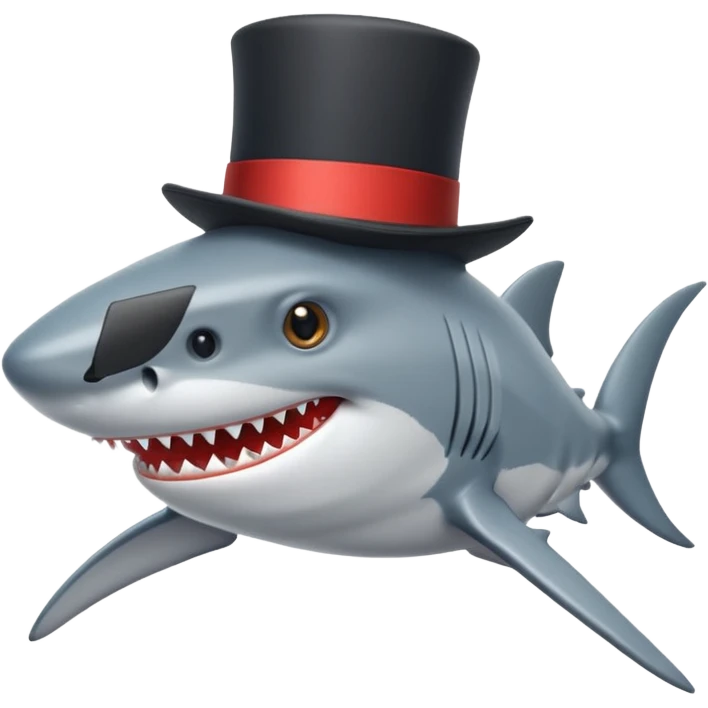 Shark with a top hat emoji