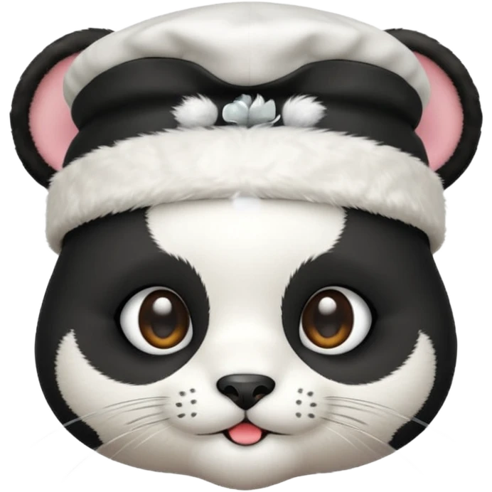 cute panda cat head with white cook hat emoji