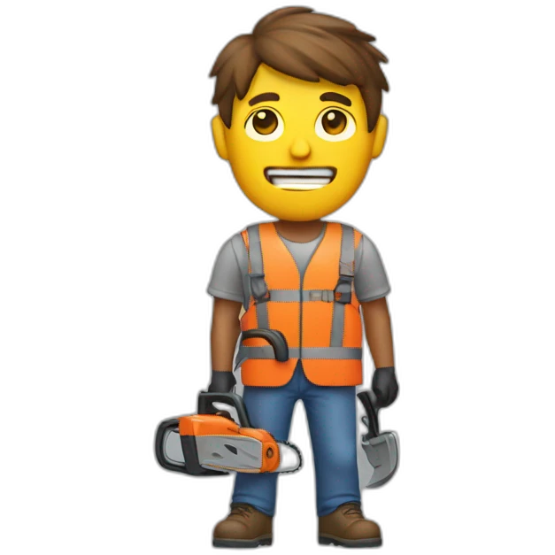 man with toy chainsaw head emoji
