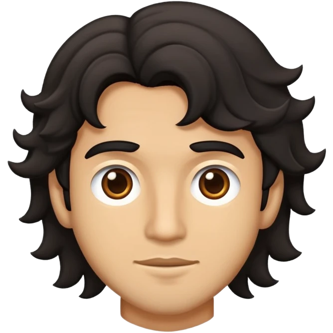 brown wheatish tone man with black hair wavy emoji
