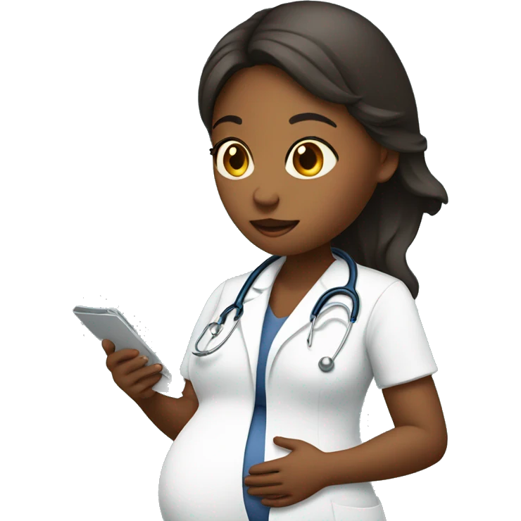 pregnant girl talking to doctor emoji
