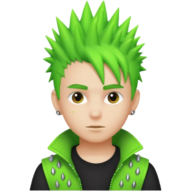 Boy with Neon Spiky Hair – green spikes emoji
